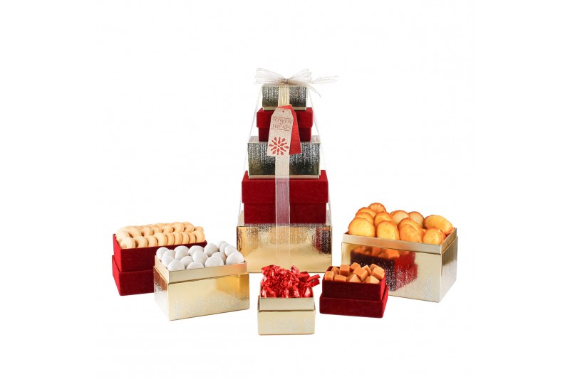 Tower of Treats Gold Box Festive Christmas Hamper