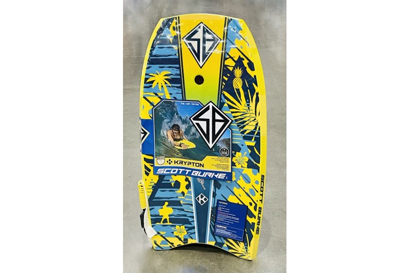 Scott Burke Krypton Bodyboard with Coiled Leash Yellow 3.5ft (107 cm)
