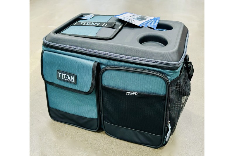 Titan 50 Can Collapsible Cooler with Table Top Green Titan 50 Can Collapsible Cooler with Table Top Green