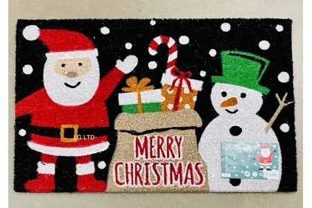 Christmas Doormat Santa and Snowman 60 x 90cm 100% Biodegradable by JVL 