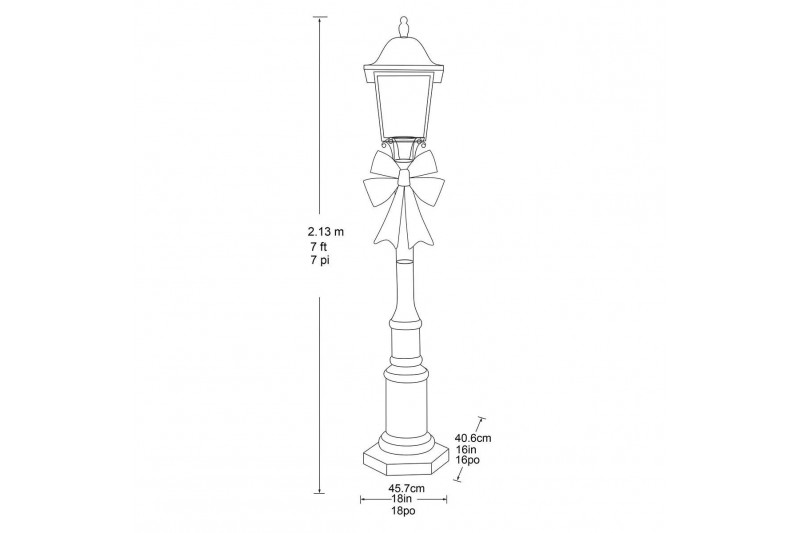 7ft Glitter Gold Street Lamp & Bow With 150 LED Lights Outdoor Christmas Decoration