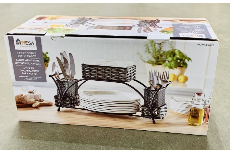 4 Piece Deluxe Buffet Caddy Dinner Plate & Cutlery Holder by MESA 
