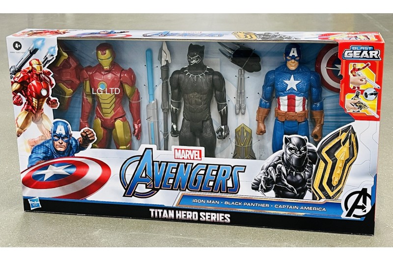 Marvel Avengers TITAN Heroes Series Black Panther, Iron Man and Captain America 12 Inch Figures
