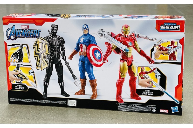 Marvel Avengers TITAN Heroes Series Black Panther, Iron Man and Captain America 12 Inch Figures