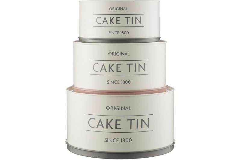 Mason Cash Innovative Kitchen Coated Steel Upside Down Stackable / Nesting Cake Tins Set of 3
