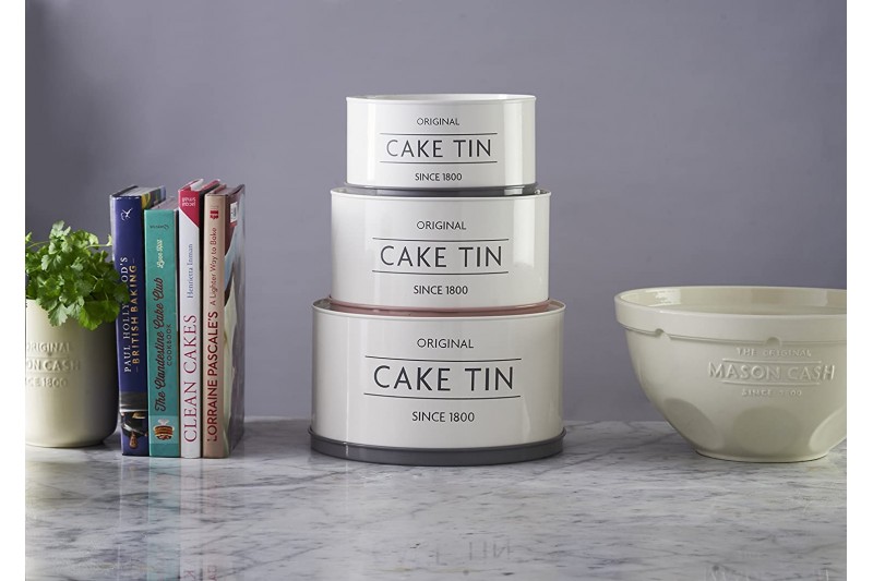 Mason Cash Innovative Kitchen Coated Steel Upside Down Stackable / Nesting Cake Tins Set of 3