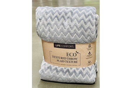Life Comfort Light Grey Eco Textured Zig Zag Throw 152 x 177 cm