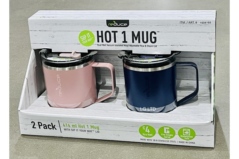 Reduce HOT1 Desktop Travel Mug 2 Pack Pink & Blue