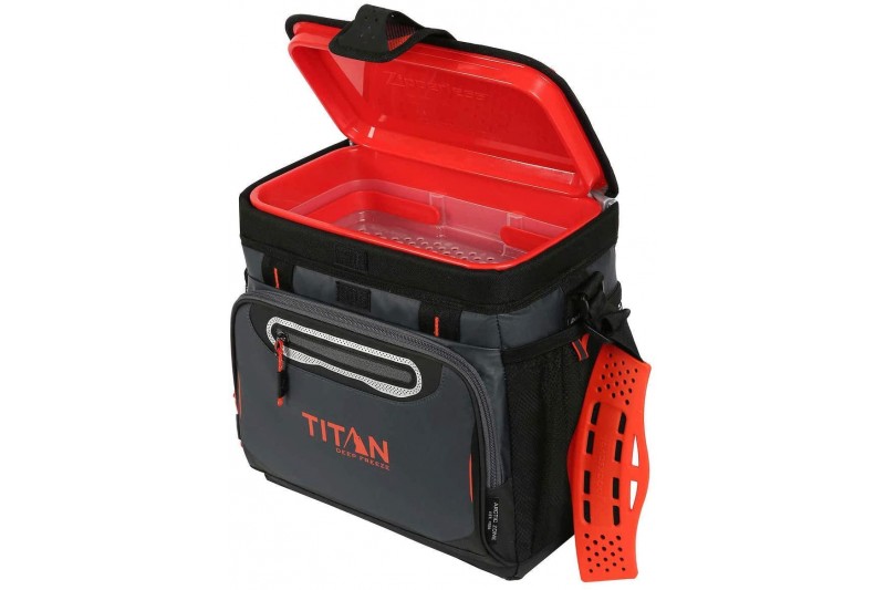 Titan Zipperless Cooler Portable Cool Bag Holds 16 Cans Red