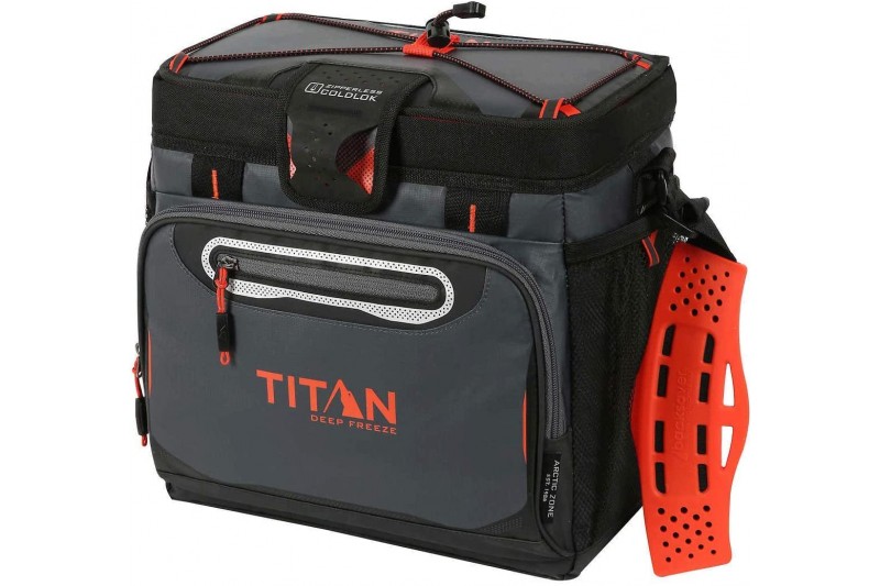 Titan Zipperless Cooler Portable Cool Bag Holds 16 Cans Red