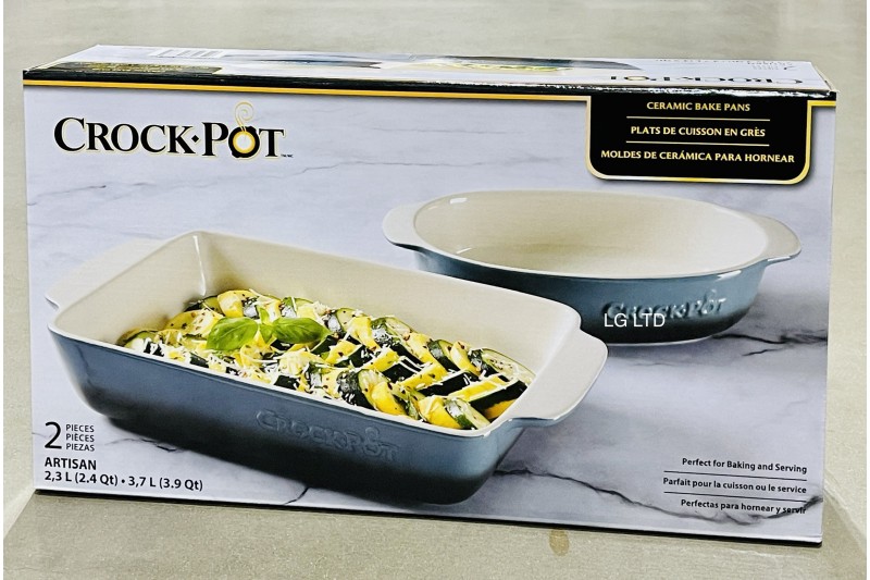Crockpot 2 Piece Stoneware Oven Dish Set in Blue