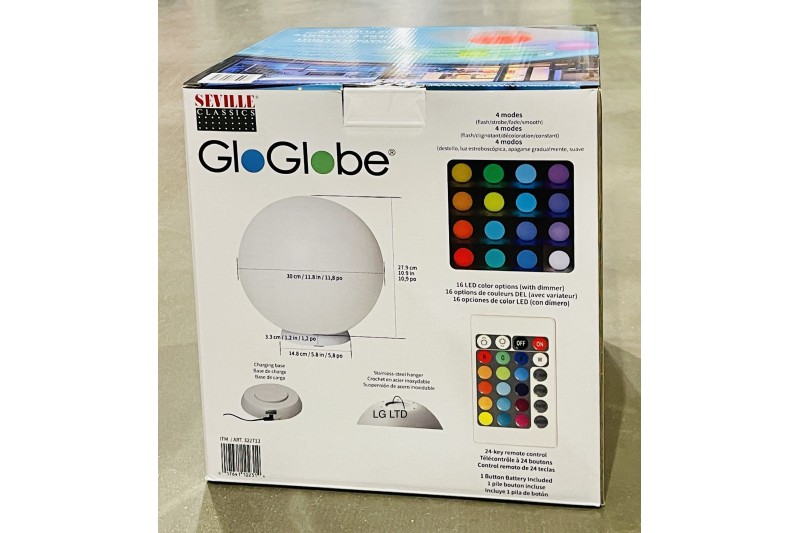 Seville Classics GloGlobe Wireless LED Illuminated Sphere Light