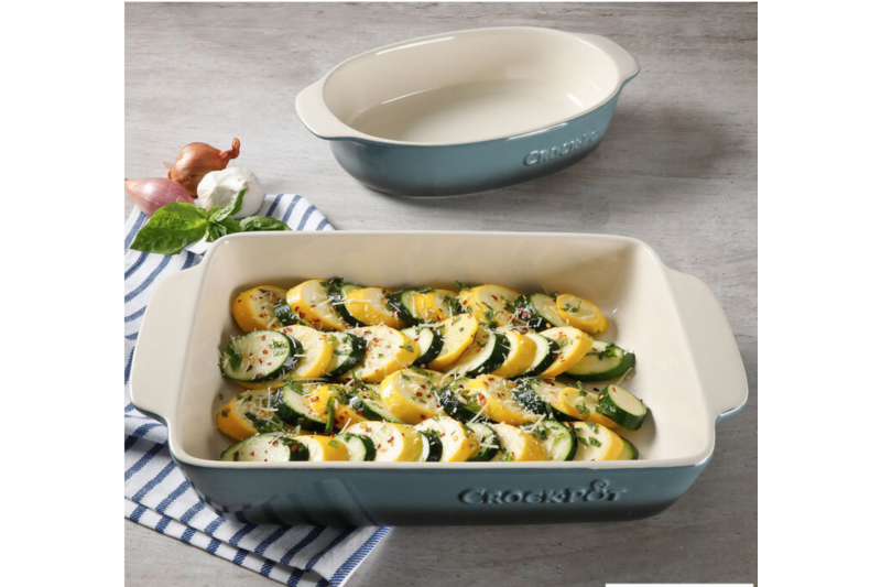 Crockpot 2 Piece Stoneware Oven Dish Set in Blue