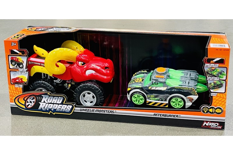 Road Rippers Wheelie Monsters Afterburner & Battering Ram 2 Pack 10 Inch 