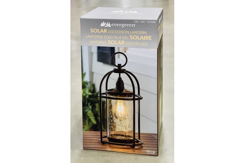 Evergreen Edison Solar LED Lantern 14"