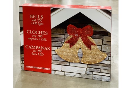 Glitter Bells With 200 LED Lights 30 Inch Indoor or Outdoor Christmas Decoration