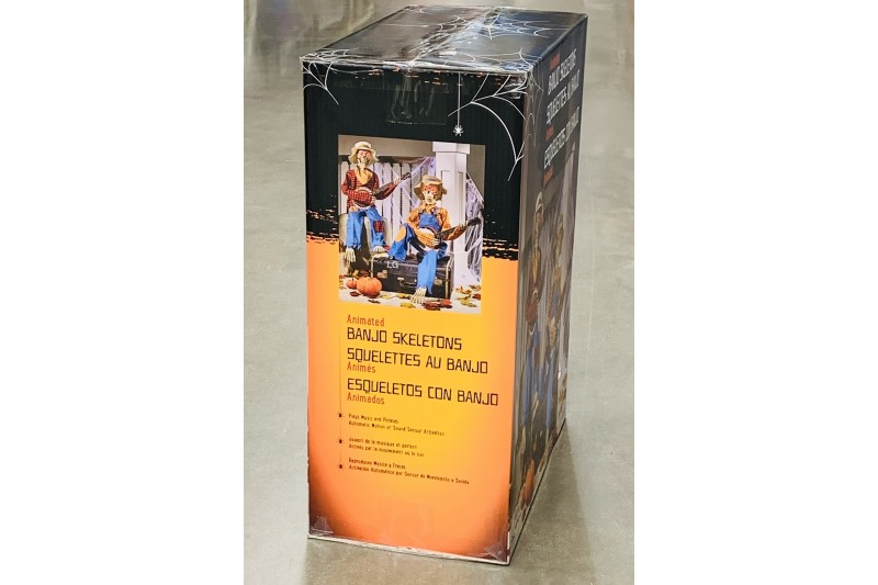 Animated Banjo Skeletons Lights & Sounds Motion Activated Halloween Decorations