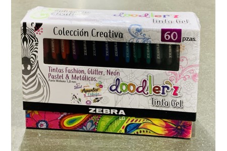 Zebra Doodler'z Gel Stick Pens Gift Box of 60 Pens