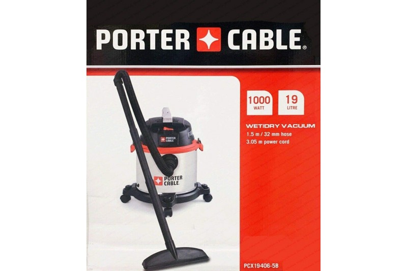 Porter Cable Wet & Dry Vacuum Cleaner 19L 1.5m Hose PCX19406-5B Black