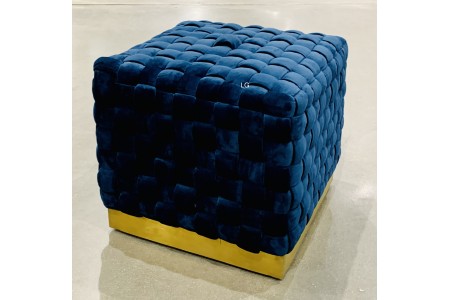Bainbridge Home Blue Upholstered Woven Fabric Square Ottoman