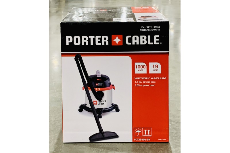 Porter Cable Wet & Dry Vacuum Cleaner 19L 1.5m Hose PCX19406-5B Black