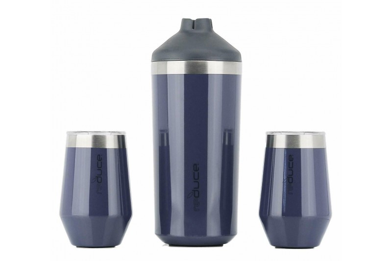 Stainless Steel Wine Cooler Set Opaque Gloss Denim by Reduce 3 Pack Blue