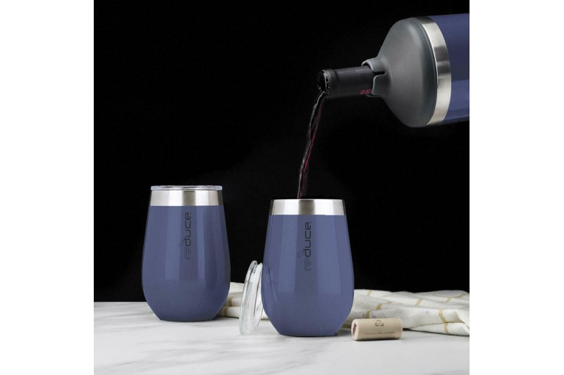 Stainless Steel Wine Cooler Set Opaque Gloss Denim by Reduce 3 Pack Blue