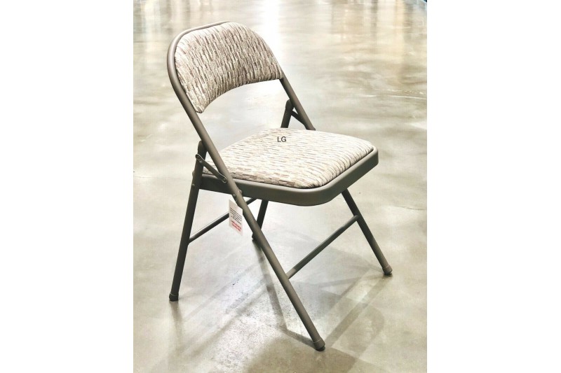 Sudden Comforts Deluxe Padded Steel Fabric Folding Chair Grey Brown