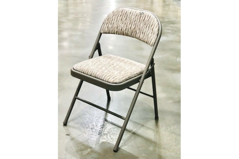 Sudden Comforts Deluxe Padded Steel Fabric Folding Chair Grey Brown