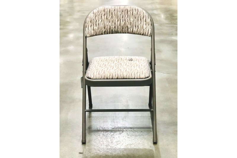 Sudden Comforts Deluxe Padded Steel Fabric Folding Chair Grey Brown
